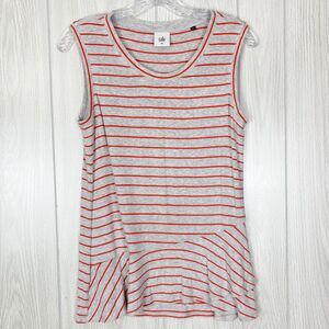 Cabi | Tangerine and Gray Stripe Ruffle Tank Top Size XS